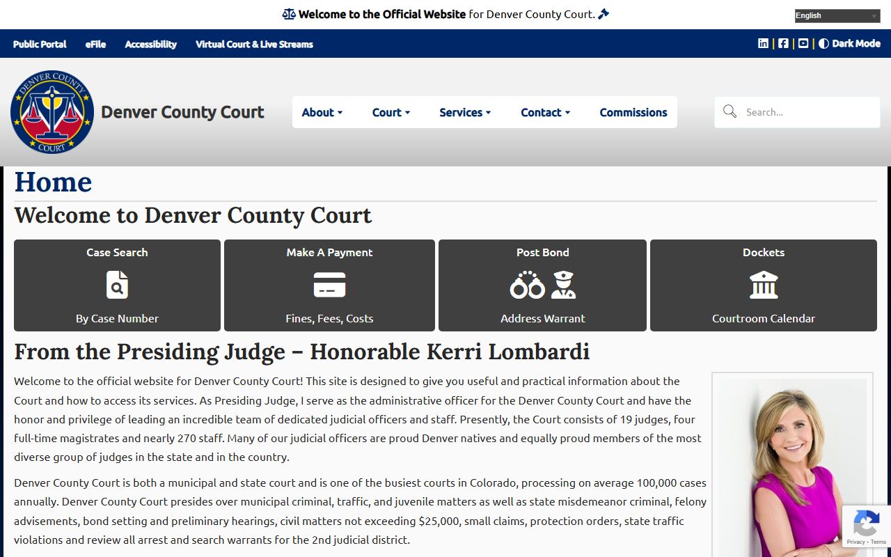 Denver County Court main website homepage