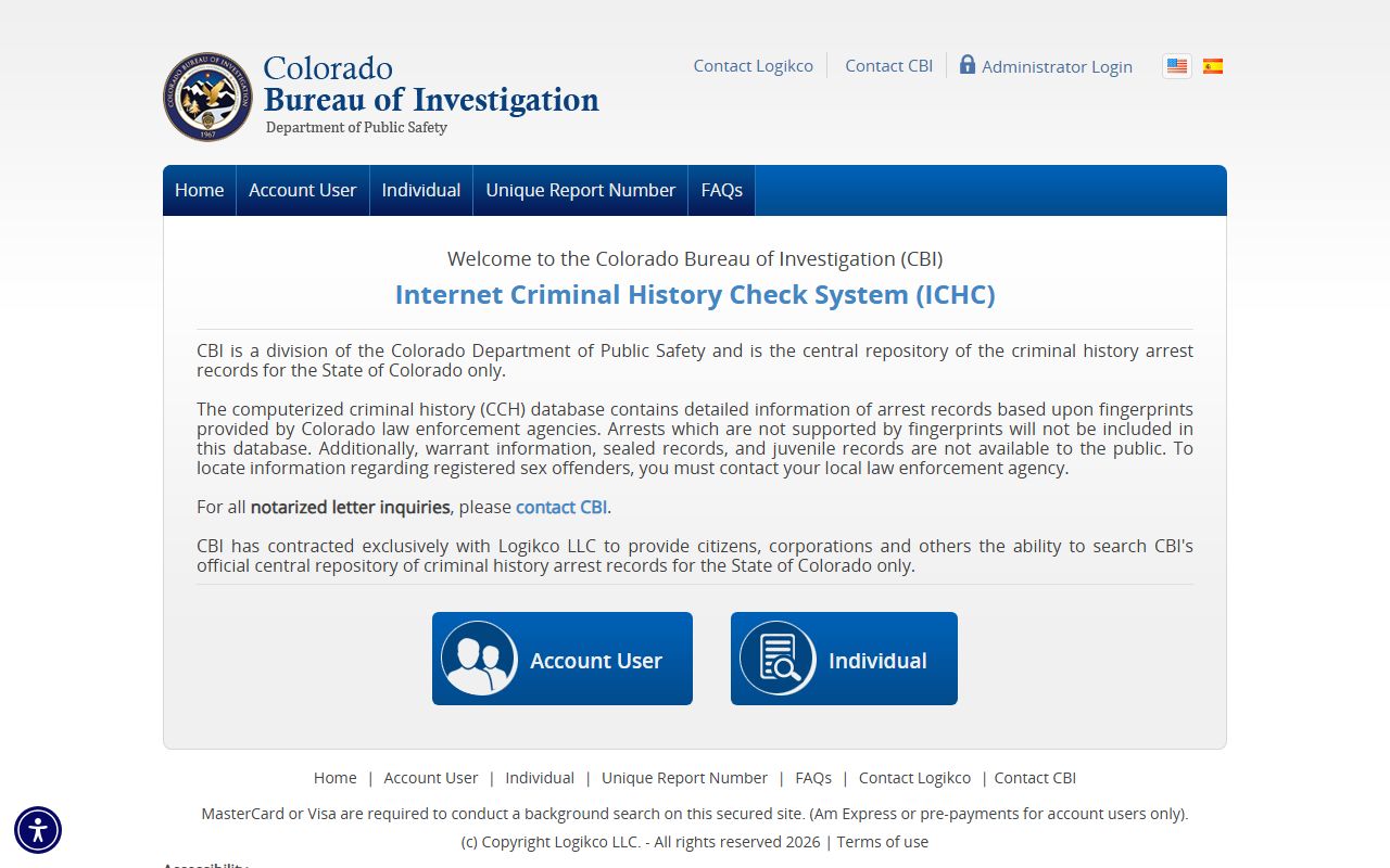 Colorado Bureau of Investigation records and background checks page